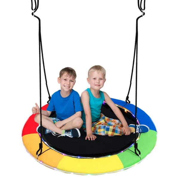 Nestschommel Met Meerkleurige Ledverlichting 8 Lichtmodi Kinderschommel Voor Buiten En Binnen Hangschommel Kleurrijk