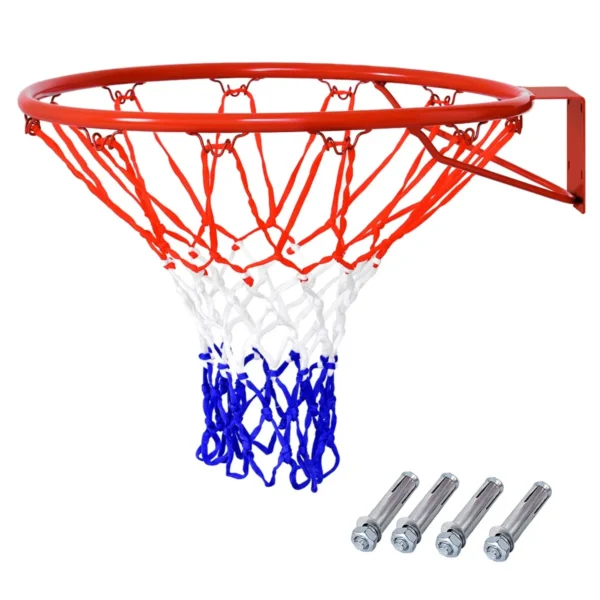 Ø 45 Cm Basketbalring En Net Basketbalring Voor Binnen En Buiten Rood + Wit + Blauw