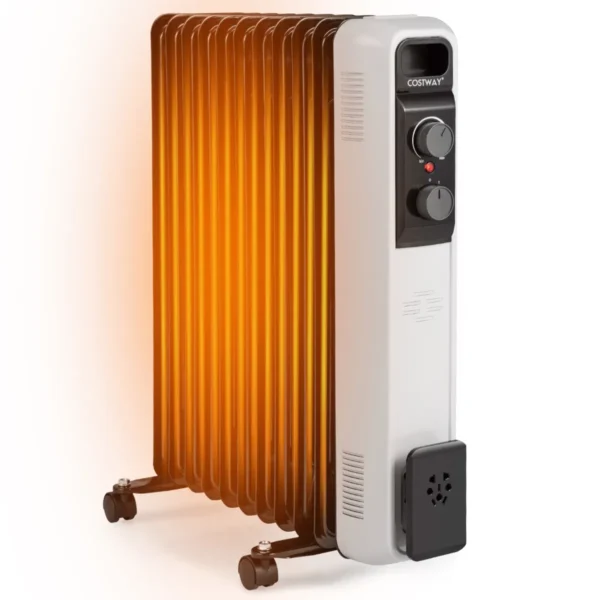 Oliegevulde Elektrische Radiator Met 3 Verwarmingsniveaus 49 X 24 X 62 Cm Zwart