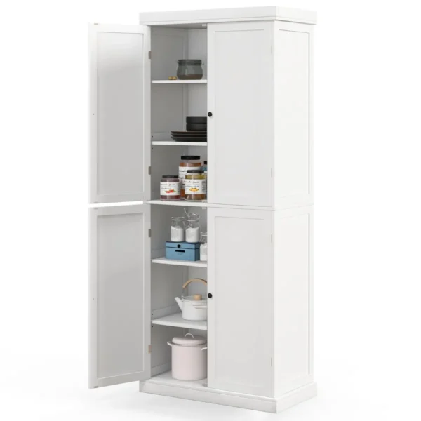 Opbergkast Met 4 Deuren Keukenkast Vrijstaande Hoge Kast Met 6 Planken En 2 Verstelbare Planken Voor Eetkamer Woonkamer
