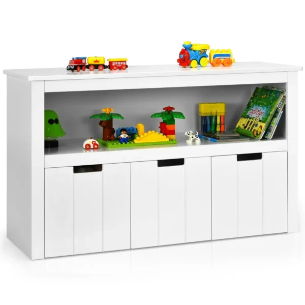 Opbergkast Met Laden Houten Kinderopberger Met Wielen 101 X 33 X 62 Cm Wit