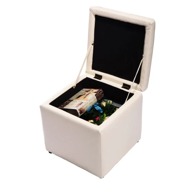 Opbergvak Voor Ottomaans Met Deksel Kubusbox-organizer Met Veiligheidsscharnieren Opbergruimte Aan Het Einde Wit