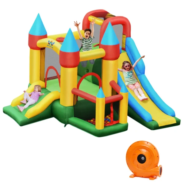 Opblaasbaar Springkasteel Met 780W Luchtblazer 2 Glijbanen Springkasteel Voor Kinderen 330 X 300 X 210 Cm Kleurrijk