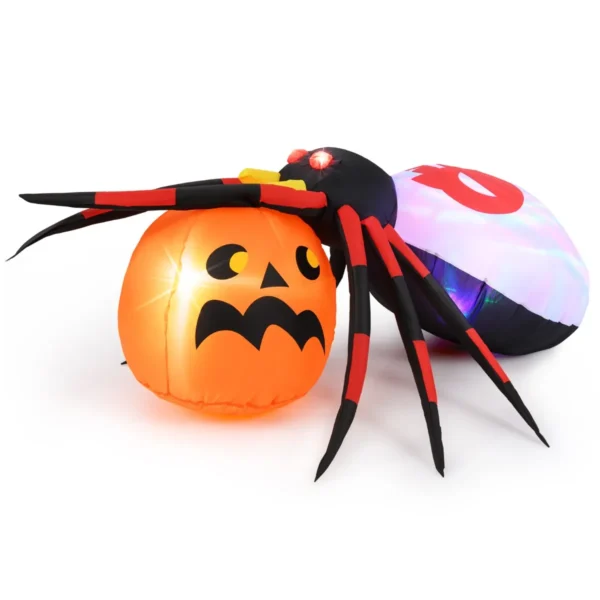 Opblaasbare Halloween Spin Spookachtige Spin Decoratie Met Roterende LED-Lampjes & Pompoen Halloween Decoratie