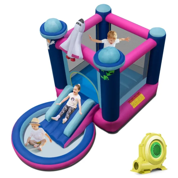 Opblaasbare Waterglijbaan Kasteeltrampoline Voor Kinderen Met Luchtblazer 207 X 393 X 270 Cm