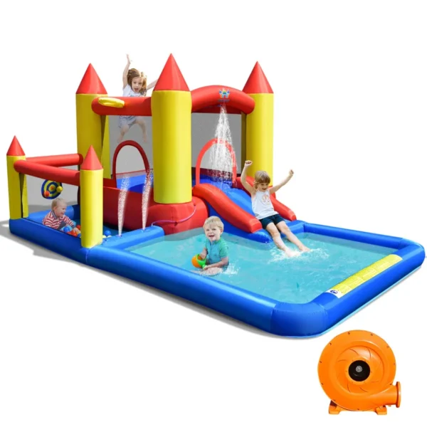 Opblaasbare Waterglijbaan Kinderen Opblaasbare Kasteel Binnen Buiten Springkussen Met Accessoires (met 480W Luchtblazer)