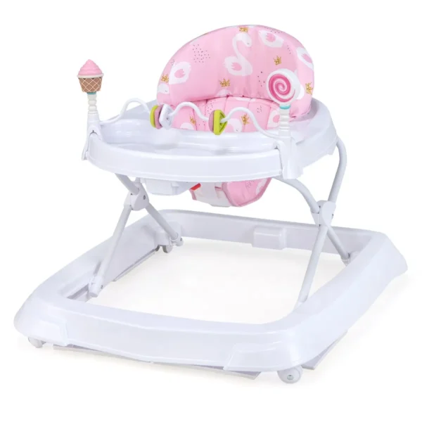 Opklapbare Loophulp Voor Baby's Loopwagen 3-Traps In Hoogte Verstelbaar Met Afneembaar Zitkussen Babywalker Loopvrij Baby Roze