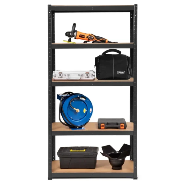 Opslag Rek 75 X 30 X 150cm Opslag Plank Metalen Garage Gebruiksrek Met 5 Verstelbare Planken Voor Boeken Keukengerei Zwart