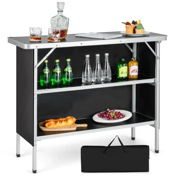 Opvouwbare Campingtafel Aluminium Draagbare Picknicktafel Met Oxford Doek & Draagtas Inbegrepen Lichtgewicht Tafel Zwart