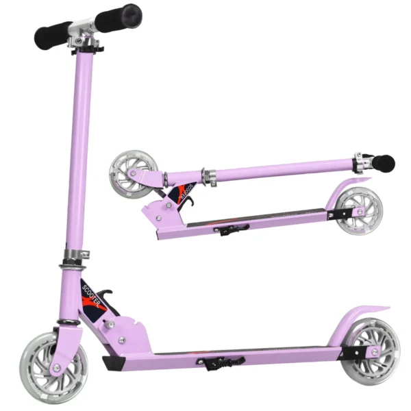 Opvouwbare Scooters 3 Verstelbaar Stuur 2 LED Verlichte Wielen Achterrem Aluminium Frame Voor Kinderen Licht Paars
