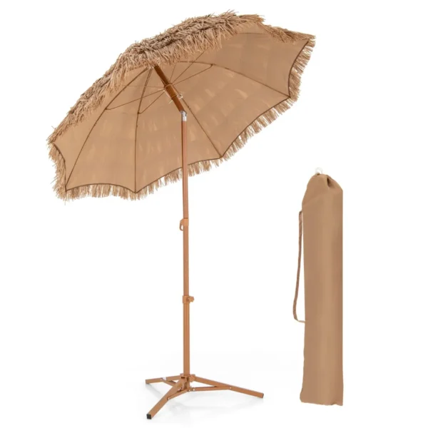 Parasol 200 Cm Met Opvouwbare Standaard Hawaiiaanse Strandparasol Met Kantelknop Draagtas Draagbare Parasol Voor Tuin Zwembad