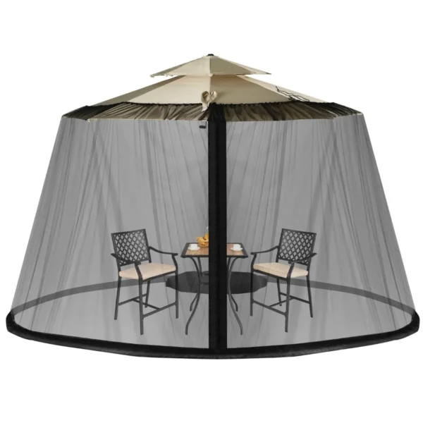 Parasol Klamboe Met 2 Deuren En Dubbele Rits Parasol 12,5 X 2,3 M Zwart