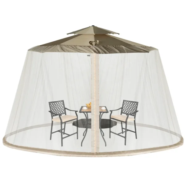 Parasol Muskietennet Klamboe Patio Parasol Horrengaas Scherm Met 2 Dubbel-Geritste Deuren Beige