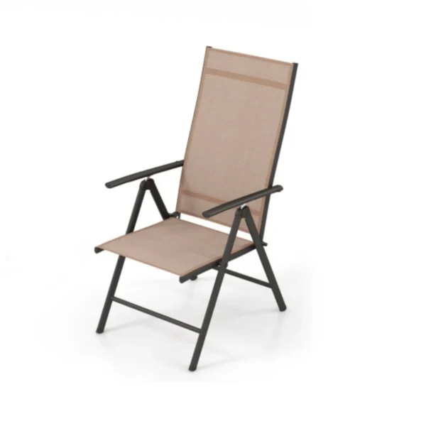Patio Klapstoelen Buitenstoelen Met 7 Niveaus Verstelbare Hoge Rugleuning Ligstoelen Geen Montage Vereist Voor Tuin-Bruin
