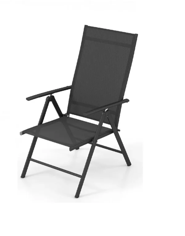 Patio Klapstoelen Buitenstoelen Met 7 Niveaus Verstelbare Hoge Rugleuning Ligstoelen Geen Montage Vereist Voor Tuin-Zwart