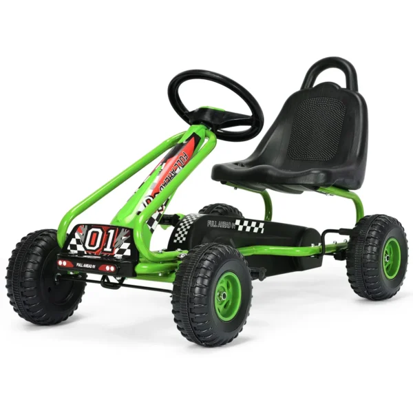 Pedaal Go Kart Met Verstelbaar Zitje 4 Wielen Pedaal Aangedreven Loopauto 92 X 50 X 53 Cm Groen + Zwart