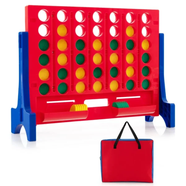 Reuze 4-op-Een-Rij Spel Connect 4 Reuze Spelset Met Draagtas & 42 Stukken Binnen Buiten Bordspel Voor Volwassenen Kinderen-Blauw