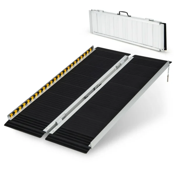 Rolstoelhelling Inklapbare Helling Draagbaar En Antislip Oprijplaat Aluminium Drempelhelling Voor Rolstoel Trappen Deuren (122 X 74 Cm)