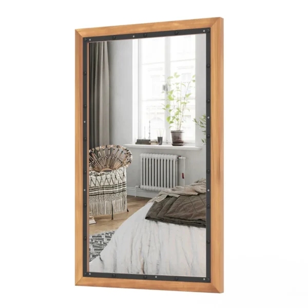 Rustieke Houten Spiegel Decoratieve Wandspiegel Met Rechthoekig Frame En Achterpaneel 50 X 90 CM Voor Woonkamer Slaapkamer Hal