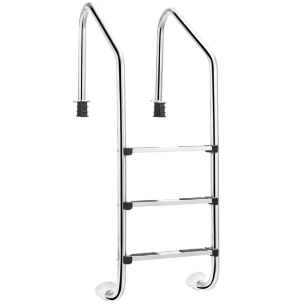 RVS Zwembadladder 3 Treden Zwembadladder Met Antislip Treden 53 X 63 X 147 Cm Zilver
