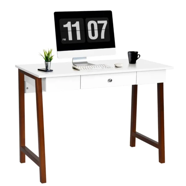 Schrijfbureau Multifunctionele Tafel Met Een Grote Lade MDF-Bureau Computer Bureau Dressoir Tafel Laptop Tafel Wit + Donkerbruin