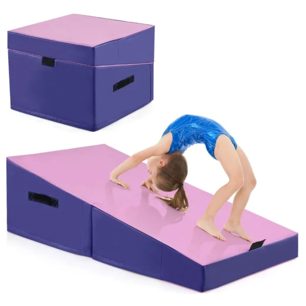 Schuine Gymnastiekmat 120 X 60 X 35 Cm Opvouwbare Rechthoekige Gymnastiekmat Met EPE-Schuim En Antislip PVC Leer Aerobic Oefening