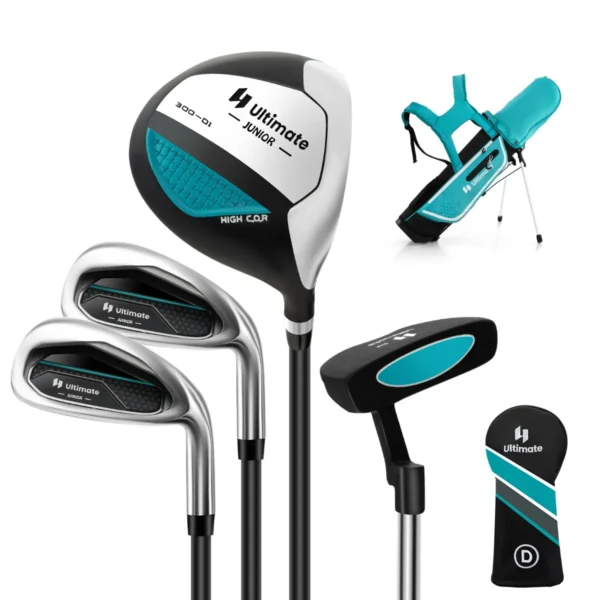 Set Golfclubs Voor Kinderen Rechtshandig Golfclubset Met Golftas Regenhoes Complete Golfset Incl. 7/9/S Ijzer 1 Driver 4 Hybride Putter Blauw