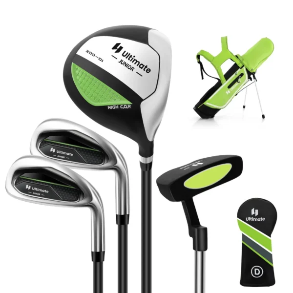 Set Golfclubs Voor Kinderen Rechtshandig Golfclubset Met Golftas Regenhoes Complete Golfset Incl. 7/9/S Ijzer 1 Driver 4 Hybride Putter Groen