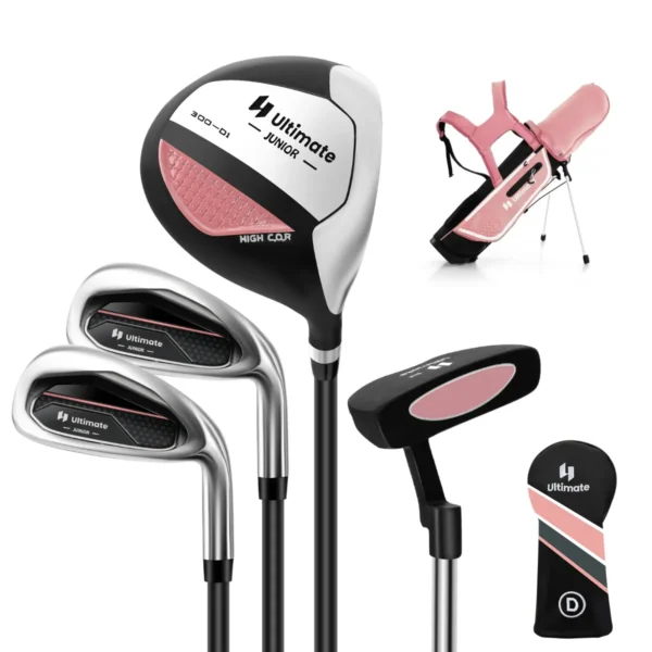Set Golfclubs Voor Kinderen Rechtshandig Golfclubset Met Golftas Regenhoes Complete Golfset Incl. 7/9/S Ijzer 1 Driver 4 Hybride Putter-Roze