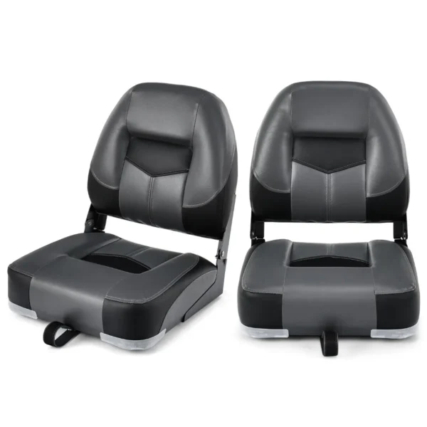 Set Van 2 Bootstoelen Inklapbaar Bootstoel Met 11 Cm Dikke Sponsvulling Gevoerde Stuurstoel Zwart 50 X 42 X 52 Cm