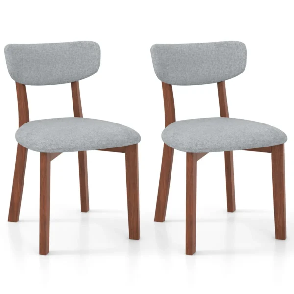 Set Van 2 Eetkamerstoelen Stoel Van Heveahout Gestoffeerde Rugleuning Zacht Kussen Zithoogte 48 Cm Voor Lounge Restaurant Grijs