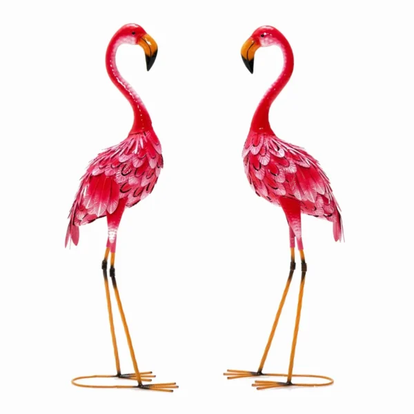 Set Van 2 Flamingo Tuinbeelden Tuinfiguur Van Metaal Flamingo Decoratie Voor Gazon Tuin Tuindecoratie Roze