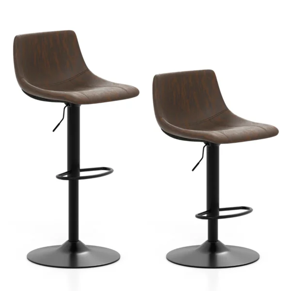 Set Van 2 In Hoogte Verstelbare Barkrukken 2 Gevoerde Barkrukken Met Rugleuning 360° Draaibare Keukenstoelen Krukken Voor In De Kroeg