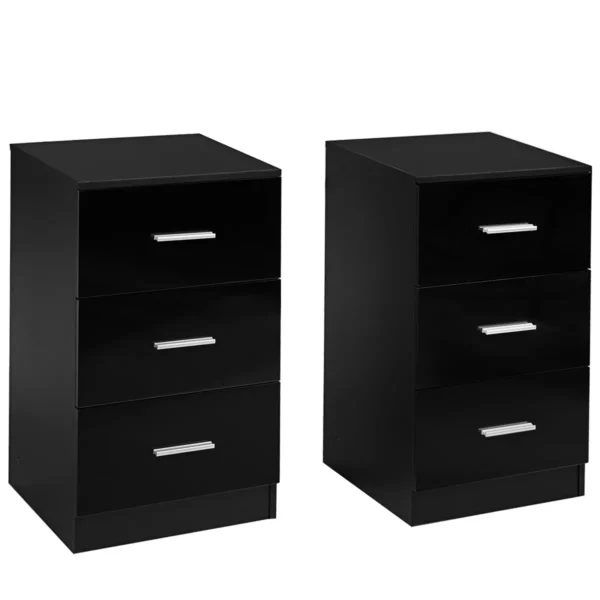 Set Van 2 Nachtkastjes Met 3 Laden Kantoorkasten 37 X 34 X 66,5 Cm Zwart