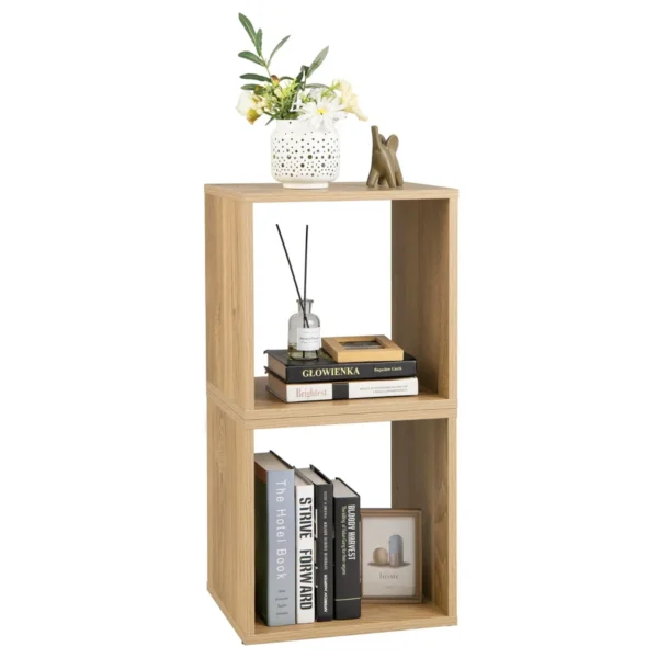 Set Van 2 Opbergplanken 2 Opbergkubussen Gecombineerde Tralieplank Stapelbare Boekenkast Opbergrek Voor Vinylplaten 38 X 33 X 77 Cm