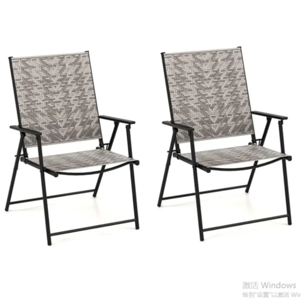 Set Van 2 Opvouwbare Terrasstoelen Draagbare Tuinstoelen Met Metalen Frame Voor Tuin Achtertuin