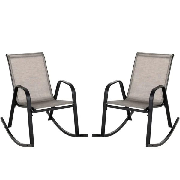 Set Van 2 Schommelstoelen Met Ademende Stoffen Zitting Tuinstoelen Schommelstoel Voor Tuin/Balkon Bruin