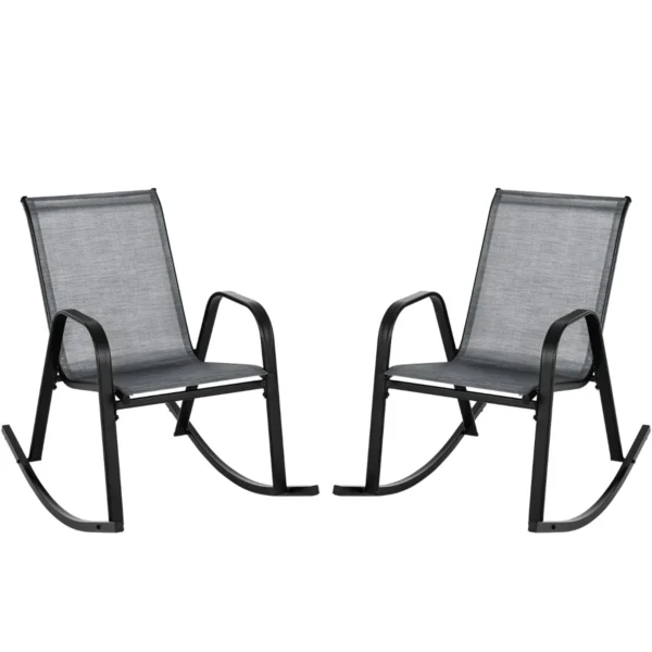 Set Van 2 Schommelstoelen Met Ademende Stoffen Zitting Tuinstoelen Schommelstoel Voor Tuin/Balkon Grijs