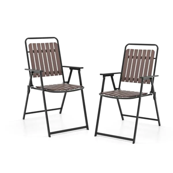 Set Van 2 Tuinstoelen Klapstoelen Met Zitting En Rugleuning Van PP Weerbestendige Balkonstoelen Belastbaar Tot 180 Kg Koffie