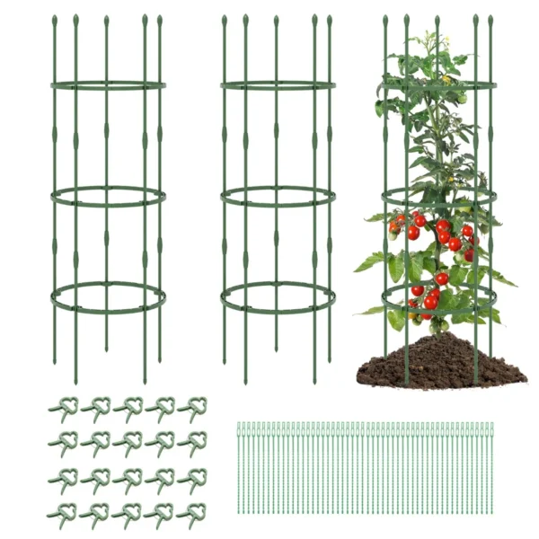 Set Van 3 Obelisk Tuinprieeltjes Voor Planten Verstelbare Metalen Steun Voor Klimplanten Met Clips (50 X 154 Cm)