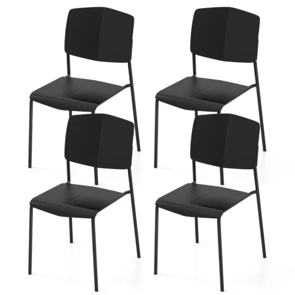 Set Van 4 Eetkamerstoelen Bijzetstoelen Zonder Armleuningen Ergonomische Rugleuning En Brede Zitting Stapelbaar Capaciteit 160 Kg-Zwart