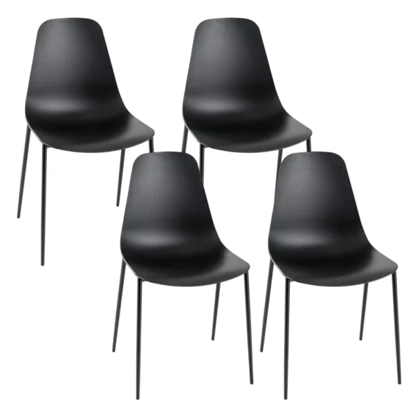 Set Van 4 Eetkamerstoelen Robuuste Vrijetijdsstoel Met Metalen Poten Moderne Keukenstoel Set Van 4 Loungestoelen Zwart