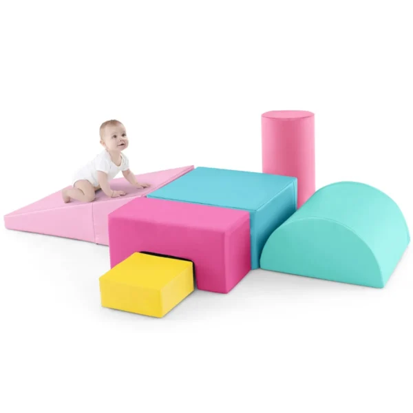 Set Van 6 PCS Van Schuim Klimblokken Voor Kinderen Van 1 Tot 3 Jaar Voor Binnen Klimmen En Exploratie Activiteiten PU-Hoes
