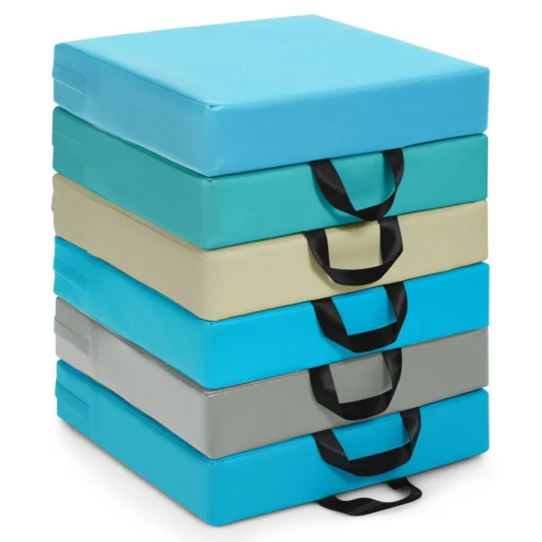 Set Van 6 Stoelkussens Voor Kinderen Met Handgreep Vloerkussens Met Ritssluiting Meerkleurig Voor Kleuterschool (Vierkant)