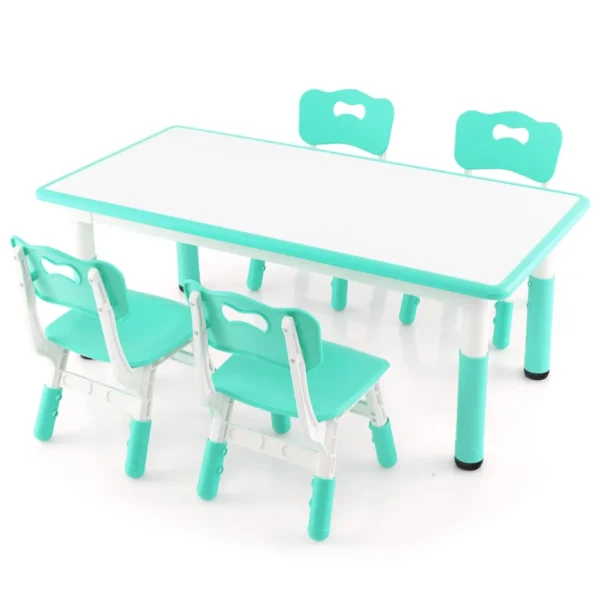 Set Van Kindertafel En 4 Stoelen In Hoogte Verstelbaar Bureau Met Graffiti Blad Multifunctionele Tafel Voor Artistieke Activiteiten-Groen