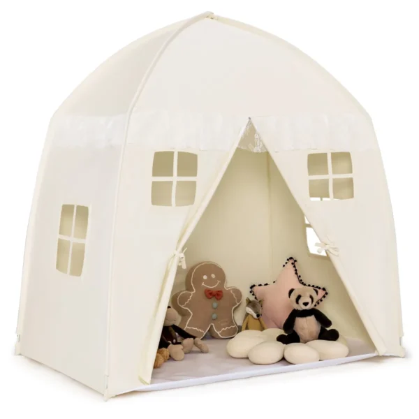 Speeltent Grote Prinsessentent Draagbaar Kasteel Voor Binnen En Buiten Speelhuis 143 X 100 X 155 Cm Beige
