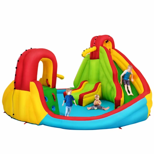 Springkasteel Opblaasbare Glijbaan Kinderen Springkasteel Waterspeeltuin Met 2 Glijbanen & Klimmuur