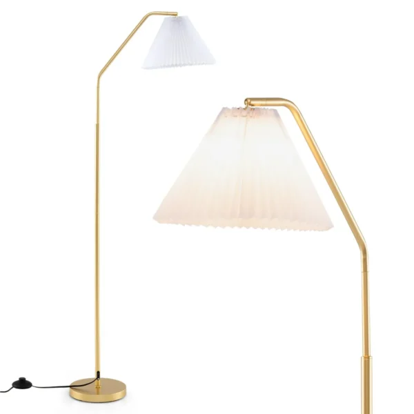Staande Lamp 168 CM Met Verstelbare Lampkop Geplooide Kap En Voetschakelaar Moderne Metalen Lamp Voor Woonkamer Slaapkamer