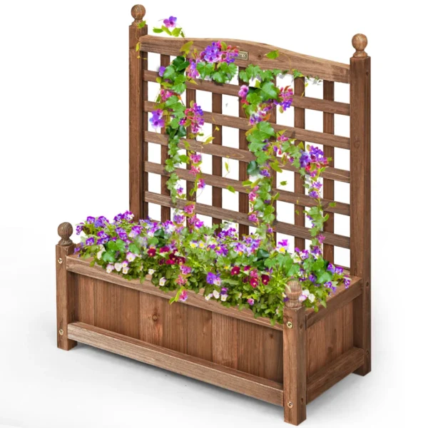 Stevige Houten Plantenbak Met Trellis Weerbestendig Bloempot Frame Buiten Trellis Planter Weerbestendig Trellis Planter