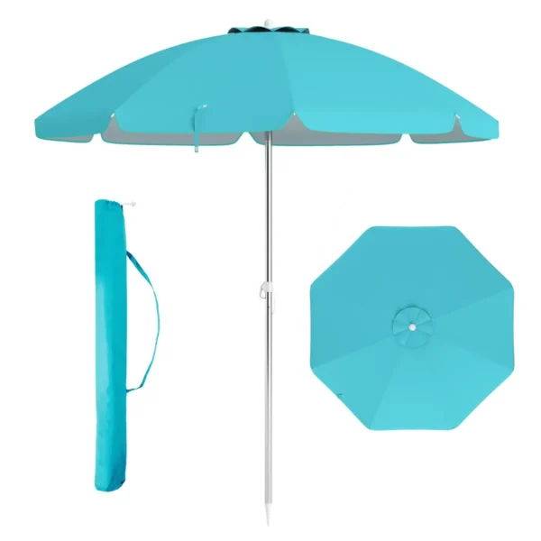 Strandparaplu Met Verankerende Parasol Marktparaplu Tuinparaplu Kantelbaar Voor Buiten Blauw
